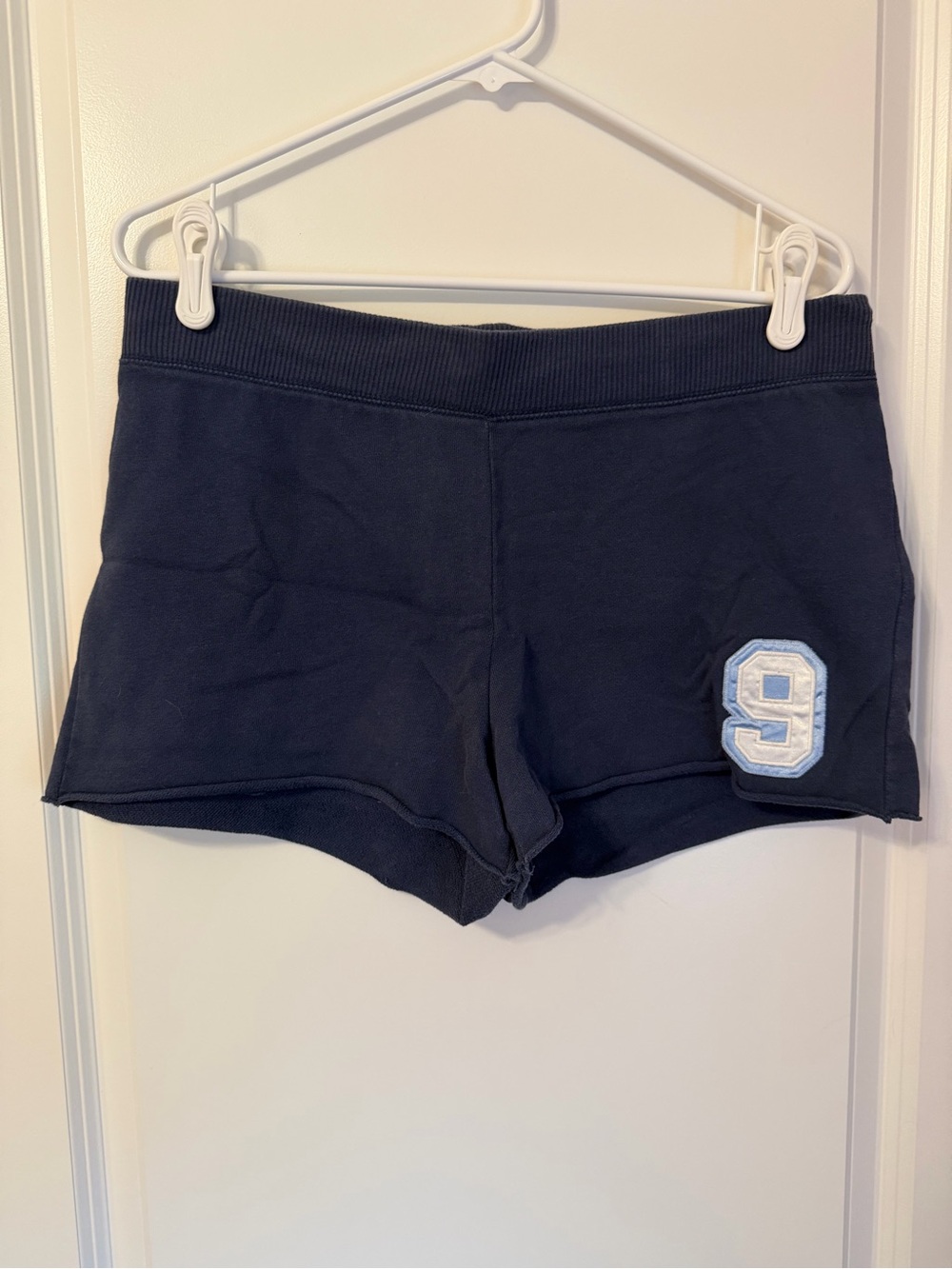 Women's Navy Athletic Shorts with Light Blue Patch